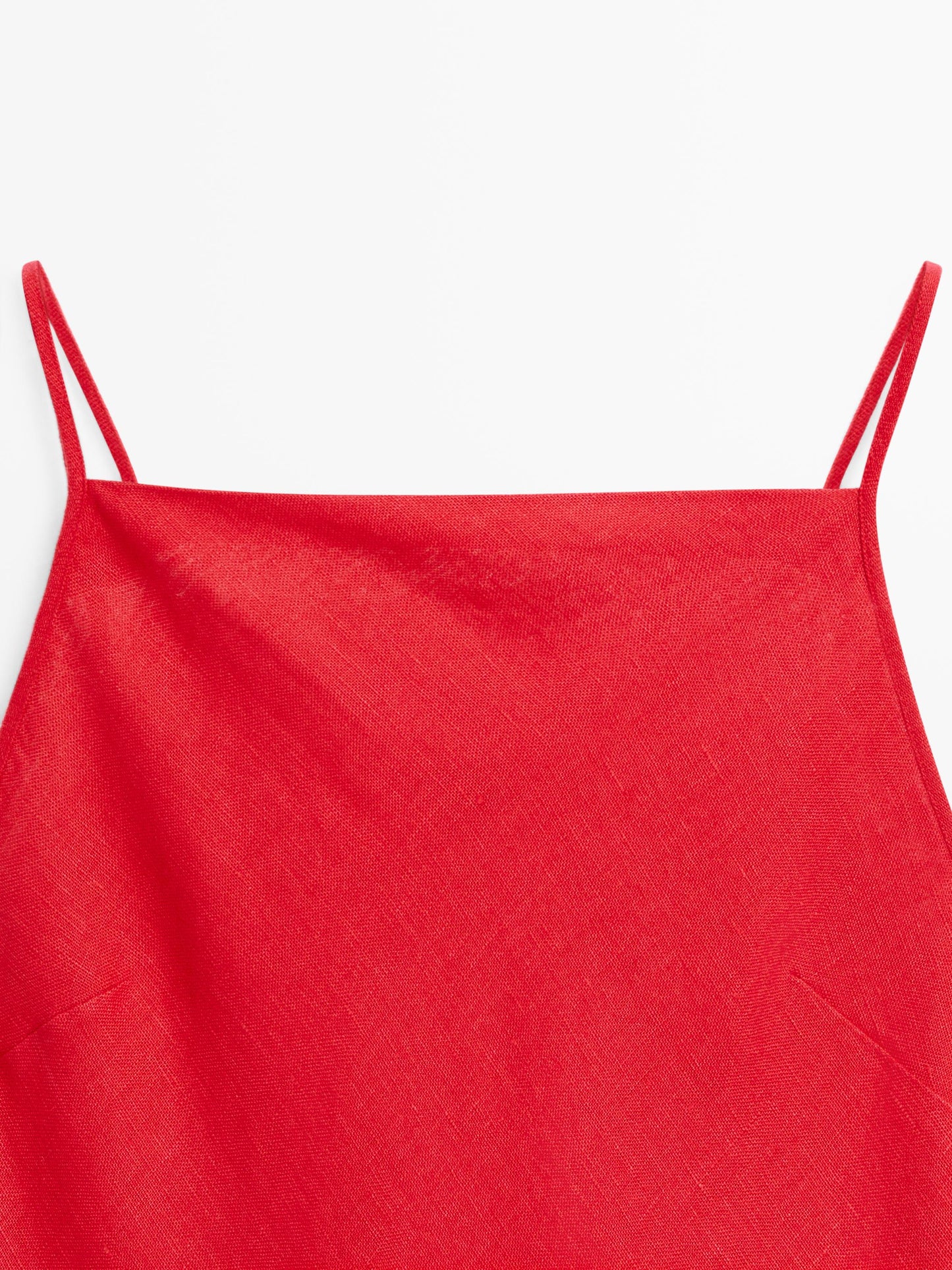 VESTIDO MIDI ESCOTE RECTO LINO