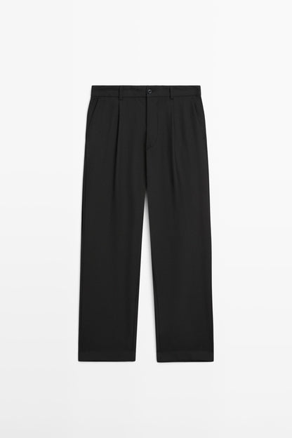 PANTALÓN RELAXED FIT PINZAS CON LANA FRÍA