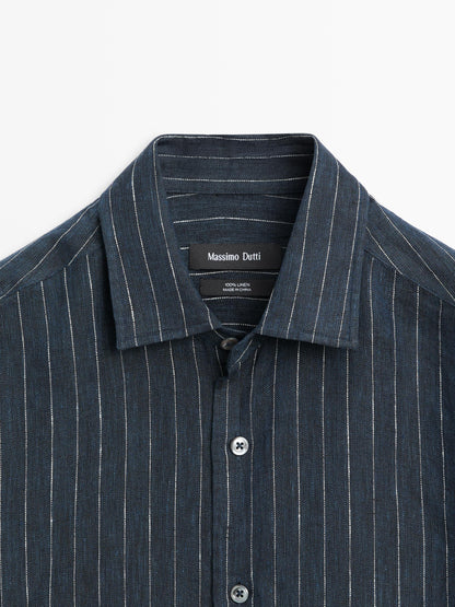 CAMISA REGULAR FIT RAYAS LINO