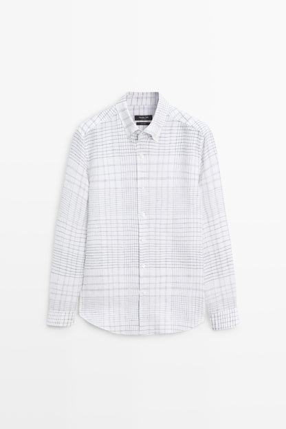 CAMISA DETALLE CUADROS 100% LINO
