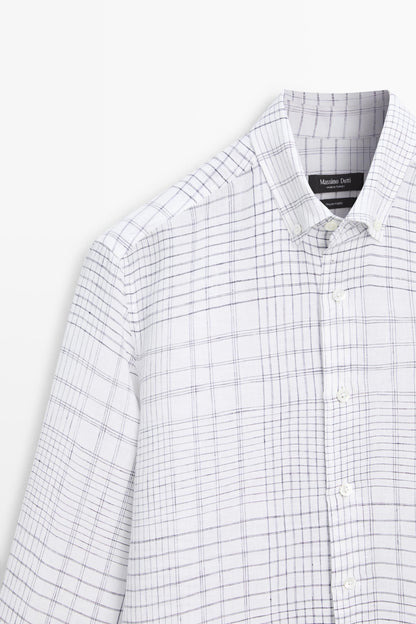 CAMISA DETALLE CUADROS 100% LINO