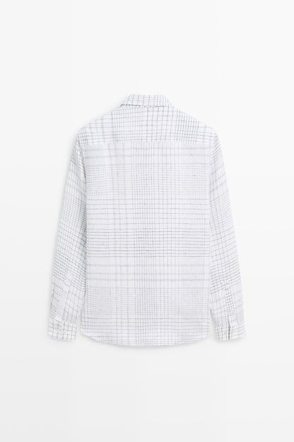 CAMISA DETALLE CUADROS 100% LINO