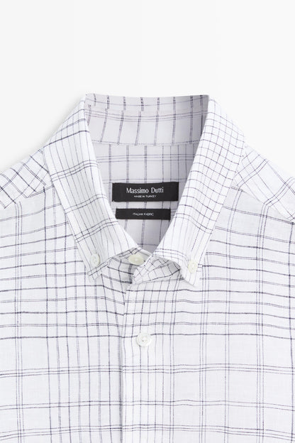 CAMISA DETALLE CUADROS 100% LINO