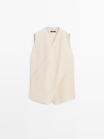 TOP FLUIDO CRUZADO CON LINO