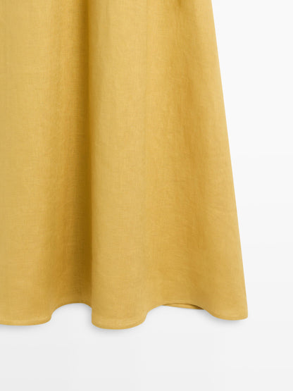 VESTIDO LARGO CUELLO HALTER 100% LINO