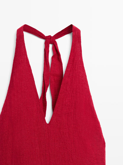 VESTIDO LARGO ESCOTE 100% LINO