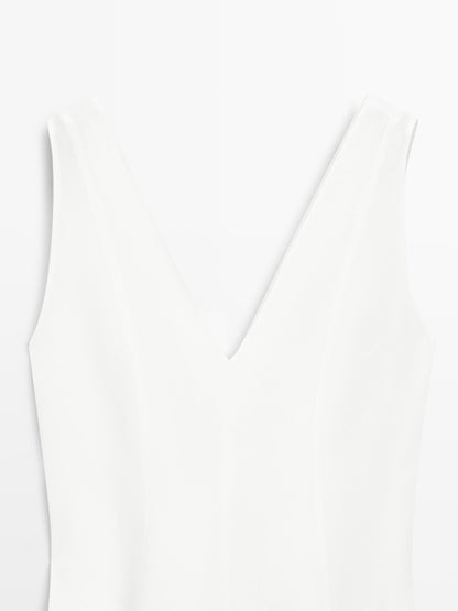 VESTIDO MIDI FLUIDO CON LINO
