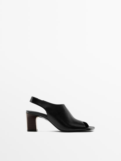 SANDALIA PIEL TACÓN ANCHO