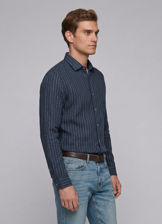 CAMISA REGULAR FIT RAYAS LINO