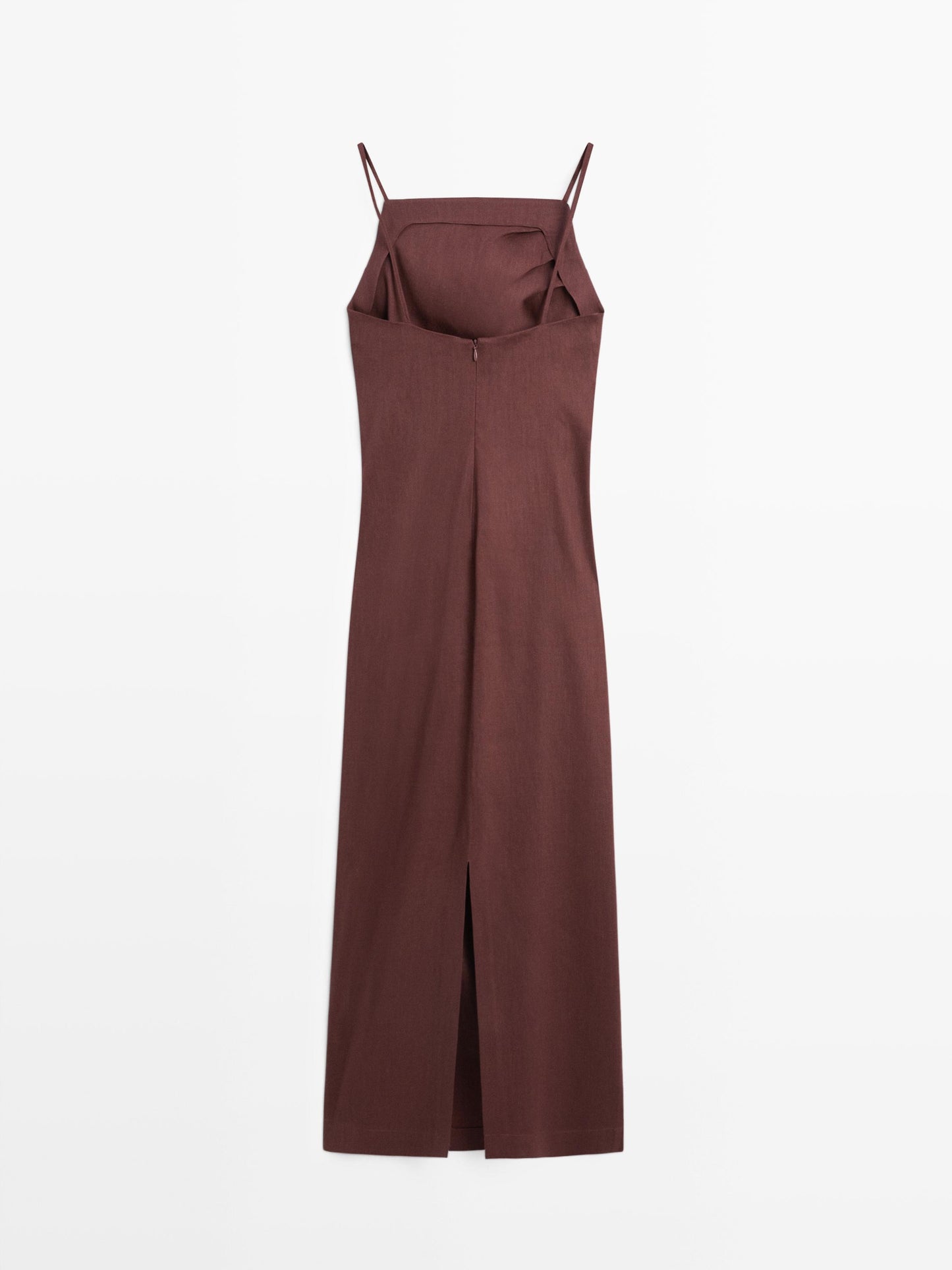 VESTIDO MIDI TIRANTES CON LINO STRECH